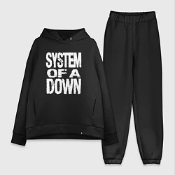 Женский костюм оверсайз System of a Down логотип, цвет: черный