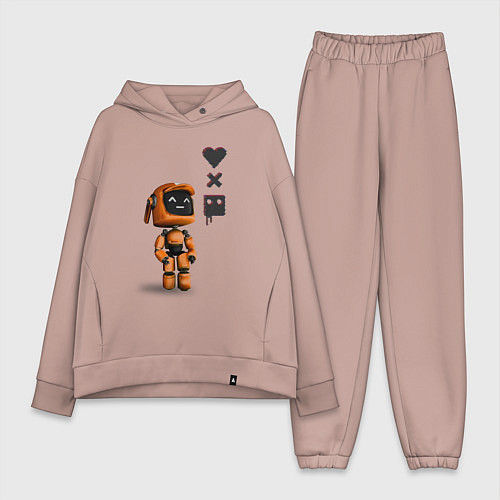 Женский костюм оверсайз Оранжевый робот с логотипом LDR / Пыльно-розовый – фото 1