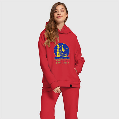 Женский костюм оверсайз Champions - Warriors / Красный – фото 2