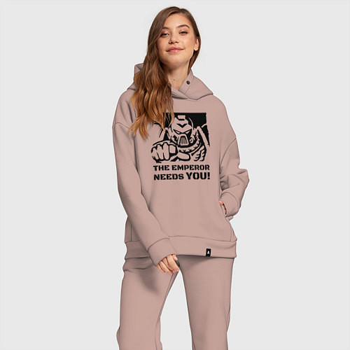 Женский костюм оверсайз Император нуждается в тебе! трафарет / Пыльно-розовый – фото 2