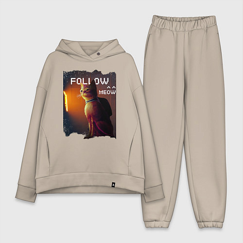 Женский костюм оверсайз STRAY FOLLOW MEOW / Миндальный – фото 1