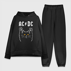 Женский костюм оверсайз AC DC rock cat, цвет: черный