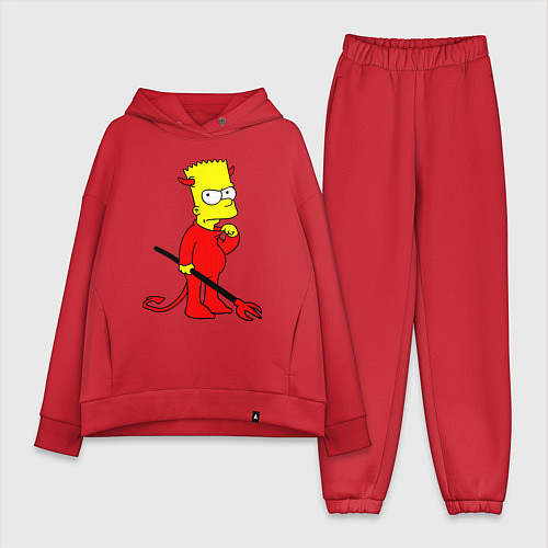 Женский костюм оверсайз Bart Simpson - devil / Красный – фото 1