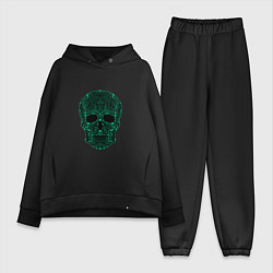 Женский костюм оверсайз Skull in a microprocessor, цвет: черный