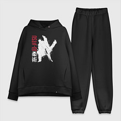Женский костюм оверсайз Jiu-jitsu splashes logo, цвет: черный