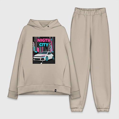 Женский костюм оверсайз Volksvagen Scirocco Night City / Миндальный – фото 1