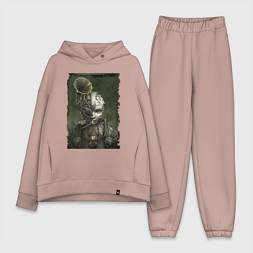 Женский костюм оверсайз Девушка в механистическом костюме / Пыльно-розовый – фото 1