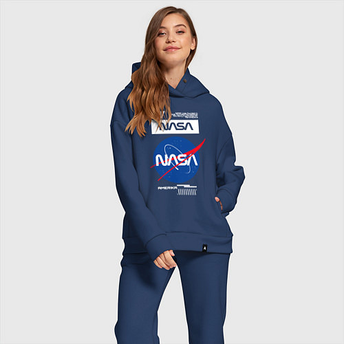 Женский костюм оверсайз Nasa - Logo / Тёмно-синий – фото 2