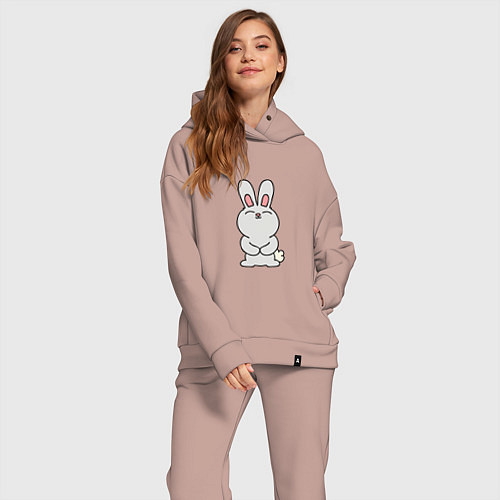 Женский костюм оверсайз Cute Rabbit / Пыльно-розовый – фото 2