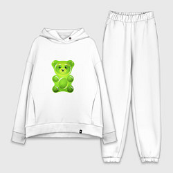 Женский костюм оверсайз Желейный медведь зеленый, цвет: белый