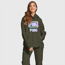 Женский костюм оверсайз PUBG в стиле glitch и баги графики, цвет: хаки — фото 2