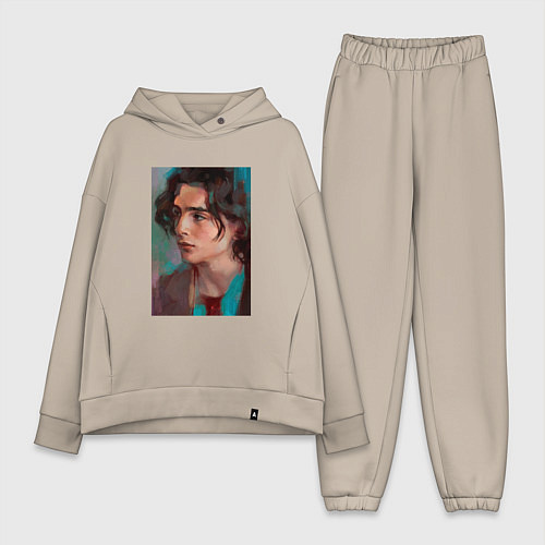 Женский костюм оверсайз Timothee Chalamet fan art / Миндальный – фото 1