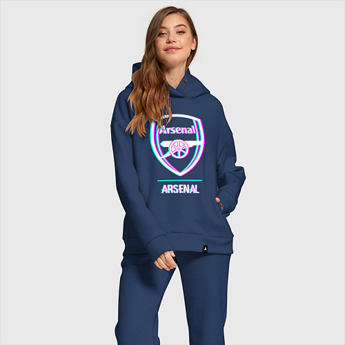 Женский костюм оверсайз Arsenal FC в стиле glitch / Тёмно-синий – фото 2