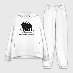 Женский костюм оверсайз У моей пьющей команды проблемы с хоккеем, цвет: белый