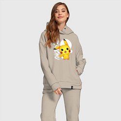 Женский костюм оверсайз Funko pop Pikachu, цвет: миндальный — фото 2