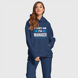 Женский костюм оверсайз Trust me Im manager, цвет: тёмно-синий — фото 2