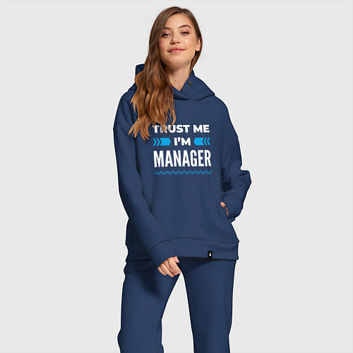Женский костюм оверсайз Trust me Im manager / Тёмно-синий – фото 2