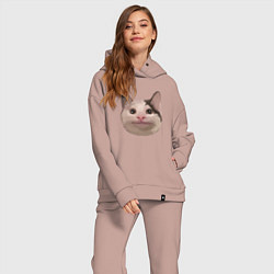 Женский костюм оверсайз Polite cat meme, цвет: пыльно-розовый — фото 2