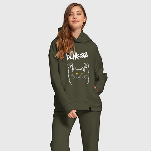 Женский костюм оверсайз Blink 182 rock cat / Хаки – фото 2