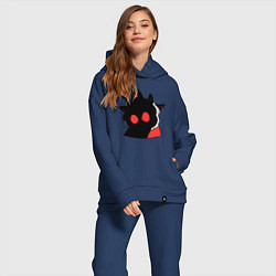 Женский костюм оверсайз Cult of the Lamb - Овечка в испуге, цвет: тёмно-синий — фото 2