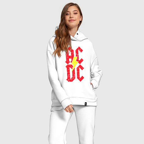 Женский костюм оверсайз AC DC logo / Белый – фото 2