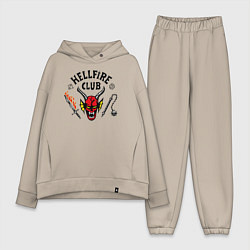 Женский костюм оверсайз Hellfire сlub art, цвет: миндальный