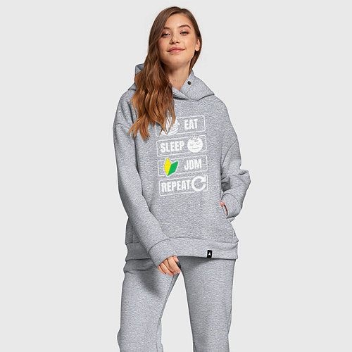 Женский костюм оверсайз Eat sleep JDM repeat / Меланж – фото 2