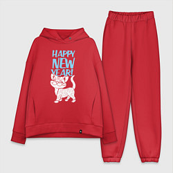 Женский костюм оверсайз Happy new year - kitten, цвет: красный