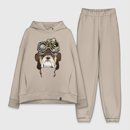 Женский костюм оверсайз Стимпанк мопс / Миндальный – фото 1