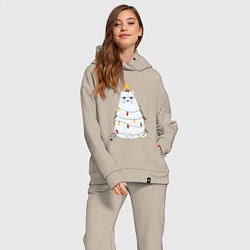 Женский костюм оверсайз Кот-ёлка, цвет: миндальный — фото 2