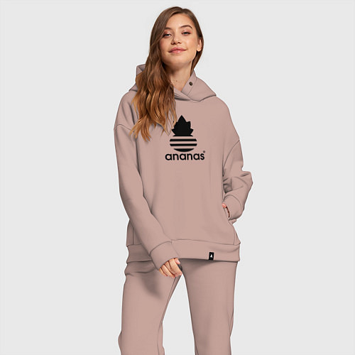 Женский костюм оверсайз Ananas - Adidas / Пыльно-розовый – фото 2