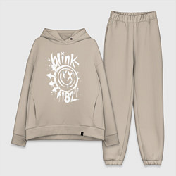Женский костюм оверсайз Blink 182 logo, цвет: миндальный
