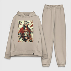 Женский костюм оверсайз Том Харди - кинозвезда, цвет: миндальный