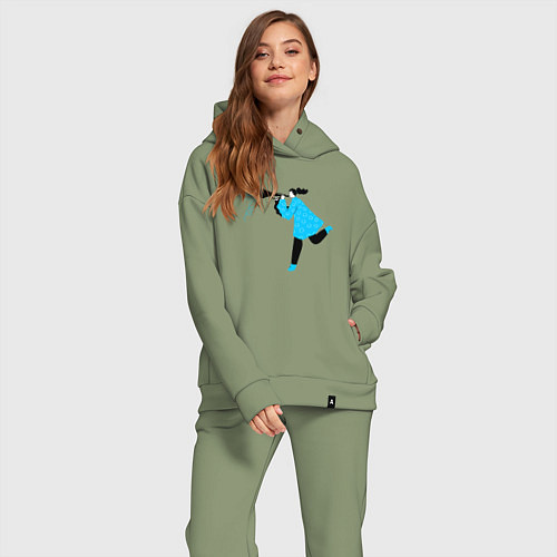 Женский костюм оверсайз Музыкант бежит / Авокадо – фото 2