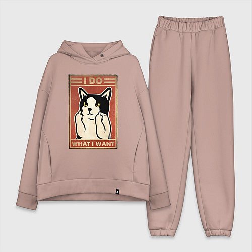 Женский костюм оверсайз Я делаю то, что хочу / Пыльно-розовый – фото 1