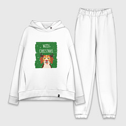 Женский костюм оверсайз Woof christmas, цвет: белый