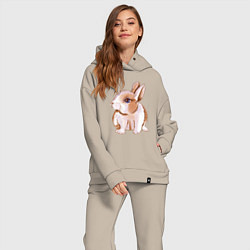 Женский костюм оверсайз Кролик с синими глазами, цвет: миндальный — фото 2