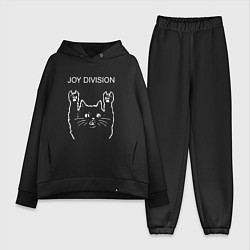 Женский костюм оверсайз Joy Division рок кот, цвет: черный