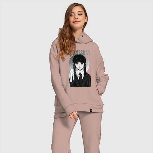 Женский костюм оверсайз Уэнздей Аддамс арт / Пыльно-розовый – фото 2