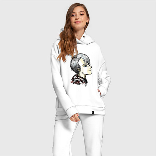 Женский костюм оверсайз Виктор Никифоров - Юри на льду / Белый – фото 2