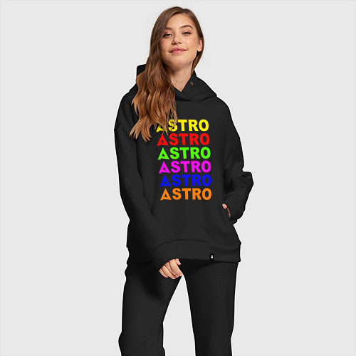 Женский костюм оверсайз Astro color logo / Черный – фото 2