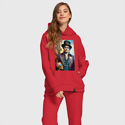 Женский костюм оверсайз Джонни Депп - нейросеть - стимпанк, цвет: красный — фото 2