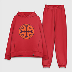 Женский костюм оверсайз Love basketball, цвет: красный