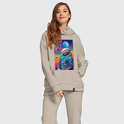 Женский костюм оверсайз Shark in spacesuit - neural network, цвет: миндальный — фото 2