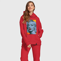 Женский костюм оверсайз Тонированный портрет Мэрилин Монро, цвет: красный — фото 2