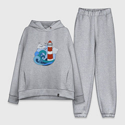 Женский костюм оверсайз Маяк в стиле Papercut, цвет: меланж