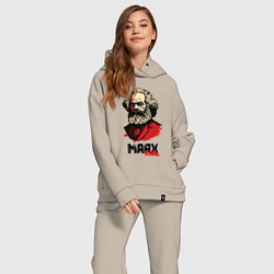 Женский костюм оверсайз Karl Marx - 3 цвета, цвет: миндальный — фото 2