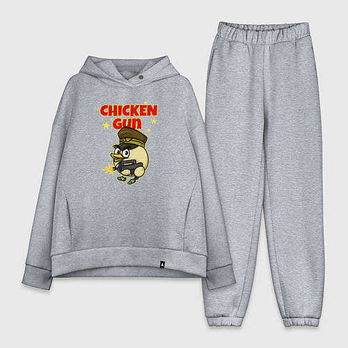 Женский костюм оверсайз Chicken Gun - игра / Меланж – фото 1