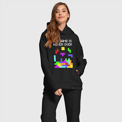 Женский костюм оверсайз Tetris - the game is never over / Черный – фото 2