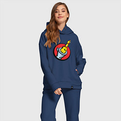 Женский костюм оверсайз Chicken gun логотип, цвет: тёмно-синий — фото 2